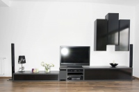 Mobilier LIVING - gri inchis cu negru lucios
