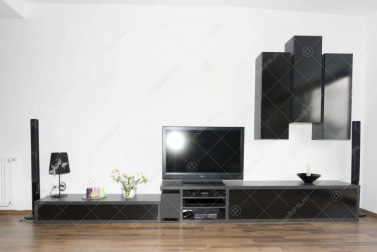 Mobilier LIVING - gri inchis cu negru lucios