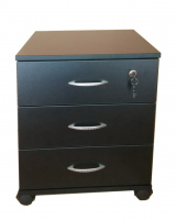 Rollbox cu 3 sertare, Negru perlat, 45 x 45 x 60h cm